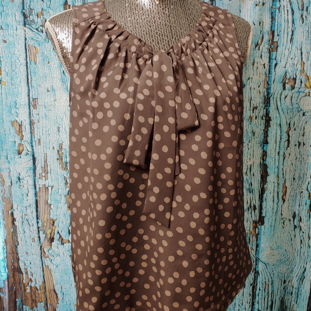Ann Taylor LOFT Brown polka dot top